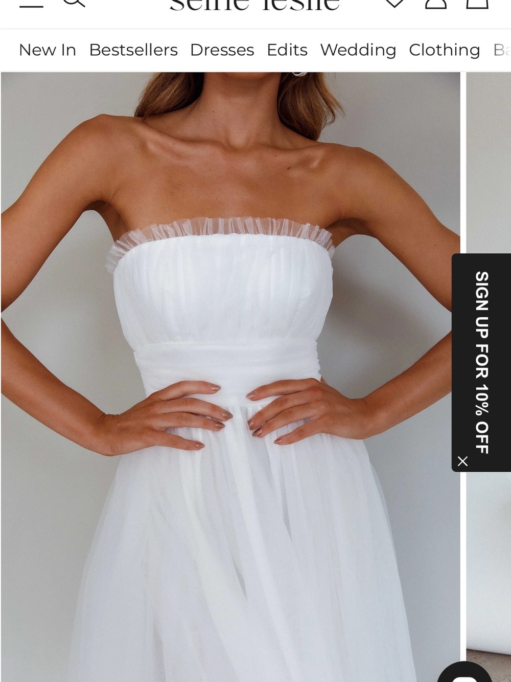 Selfie Leslie Strapless Chic White Romantic Tulle Dress in White NWT Size Large - Picture 3 of 7